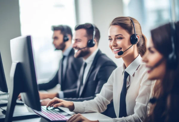 Professional customer support team assisting businesses with corporate broadband connectivity, internet solutions, telecom services, and technical support.